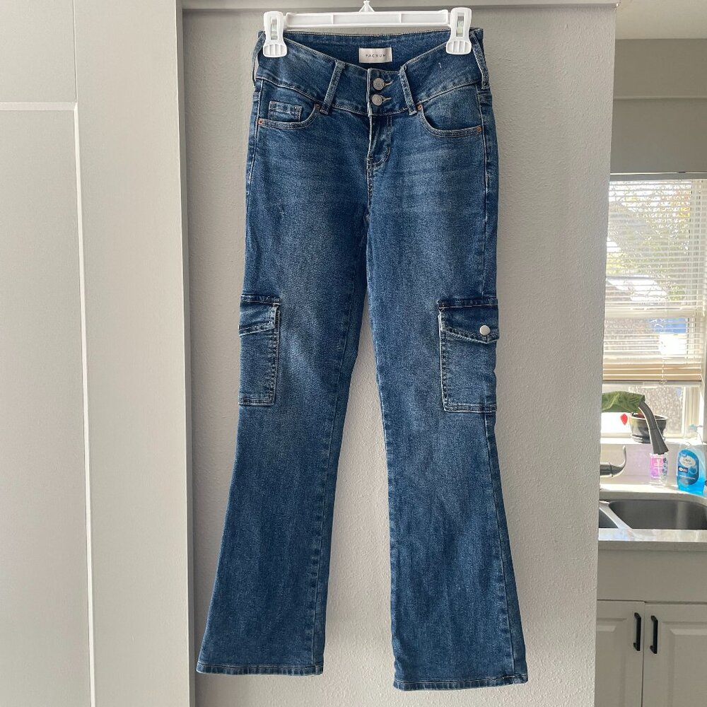 Pacsun Stretch Low Rise Bootcut Cargo Jeans